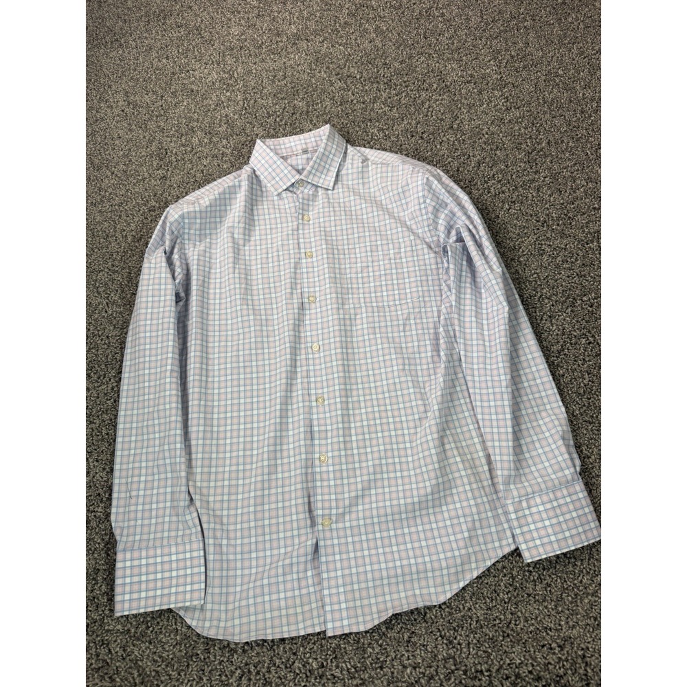 Peter Millar Summer Comfort Long Sleeve Button Down Shirt Men's Size Large Blue